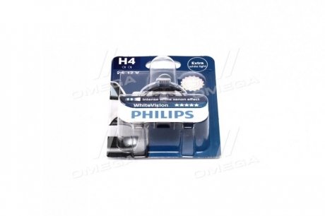 Автолампа WhiteVision H4 P43t-38 55 W 60 W прозрачно-голубая PHILIPS 12342WHVB1 (фото 1)