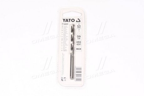 Сверло по металлу premium к нерж и високолег стали, литья 6.5 х 60 мм hss 4255(про-во) YATO YT-44223 (фото 1)