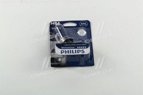 Автолампа WhiteVision HB4 P22d 55 W прозрачно-голубая PHILIPS 9006WHVB1 (фото 1)