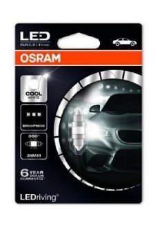 Автолампа LEDriving C5W SV8,5-8 1 W прозрачная OSRAM 6497CW01B