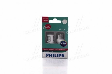 Автолампа Ultinon LED W21/5W WX3x16d красная PHILIPS 11066ULRX2