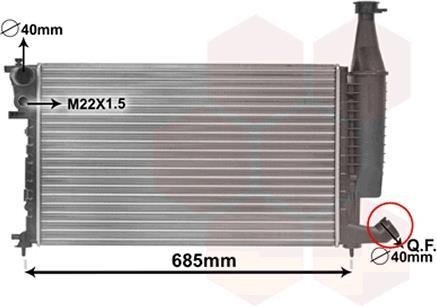 Радиатор охлаждения двигателя BERL/PARTNER MT +- AC 96- VAN WEZEL 09002168 (фото 1)