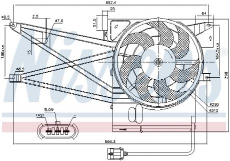 Вентилятор радиатора OPEL VECTRA B (95-) 1.6-2.0 NISSENS 85017 (фото 1)