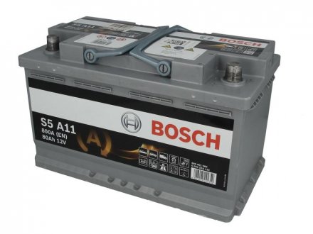 Аккумулятор 80Ah-12v AGM (S5A11) (315x175x190),R,EN800 BOSCH 0092S5A110 (фото 1)