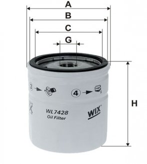 Фильтр масляный двигателя /OP570/1 WIX FILTERS WL7428 (фото 1)