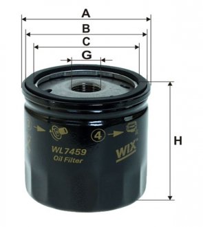 Фильтр масляный двигателя /629/1 WIX FILTERS WL7459 (фото 1)