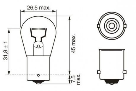 Лампа освітлення 12V P21W BOSCH 1987302811 (фото 1)