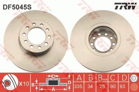 Тормозной диск TRW DF5045S (фото 1)