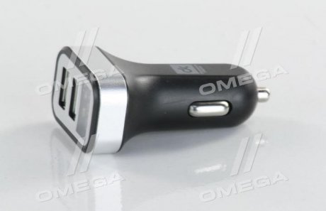 Зарядний автомобільний пристрій прикурювач 2-USB 12V-24V 5V 2,4A LED Display ампераж чорний Dk-Дорожная Карта DK-CT04B (фото 1)