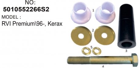 5010552266S2 Ремкомплект кабіни RVI Premium\96-, Kerax на точку с болтом SEM SEM11981 B (фото 1)