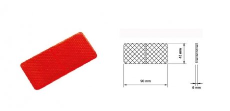 Світловідбивач прямокутний червоний (90x43) Турция YP-19R