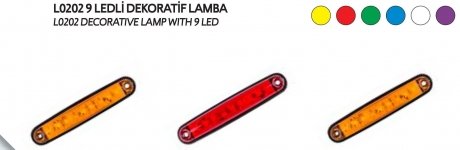 Ліхтар габаритний LED 9 діодів білий Турция L0202W