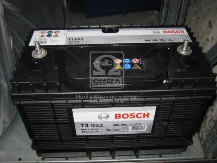 Аккумулятор 105Ah-12v (T3052) (330x172x240),L,EN800 клеммы по центру BOSCH 0092T30520