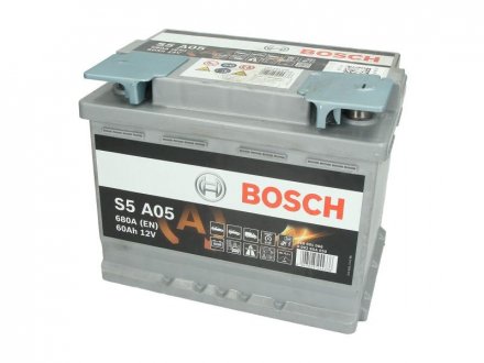 Аккумулятор 60Ah-12v AGM (S5A05) (242х175х190),R,EN680 BOSCH 0092S5A050