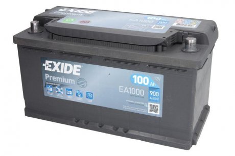 Аккумулятор 100Ah-12v PREMIUM(353х175х190),R,EN900 EXIDE EA1000