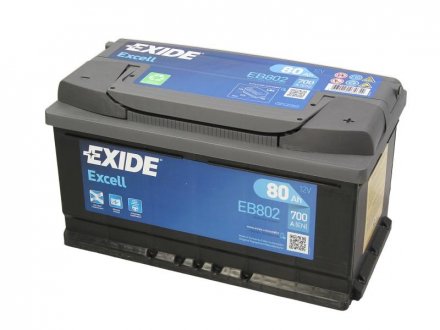 Аккумулятор 80Ah-12v EXCELL(315х175х175),R,EN700 EXIDE EB802 (фото 1)