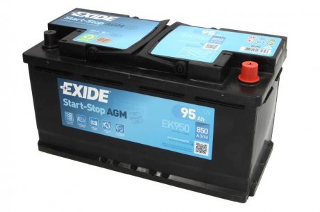 Аккумулятор 95Ah-12v AGM (353х175х190),R,EN850 EXIDE EK950 (фото 1)