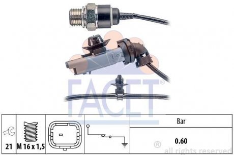 Датчик давления масла (0,5bar/1 конт./серый) Berlingo/Partner/C4/308 09- 1.6HDi FACET 7.0199