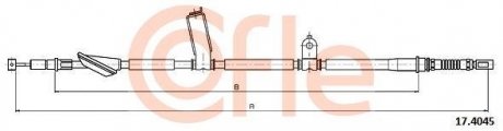 Трос ручного гальма зад. ACCORD 03- Л. (1769/1565) (диск. тормоза) COFLE 17.4045