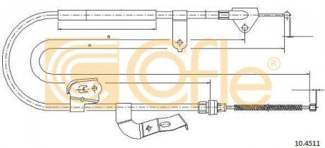 Трос ручного гальма зад. С1/107 05- Л. (1487/1243) COFLE 10.4511 (фото 1)