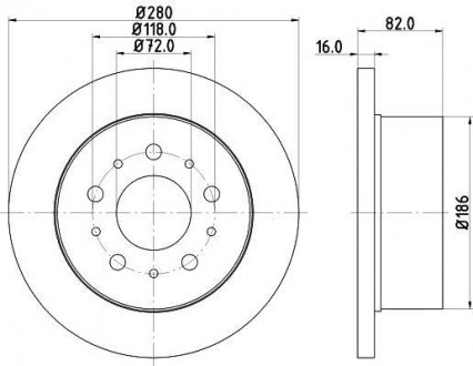 Тормозной диск зад. Ducato/Boxer 06- 1.2/1.6t (диск R15) HELLA 8DD355113-711 (фото 1)