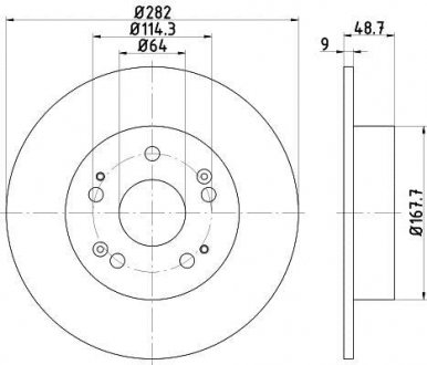 Тормозной диск зад. Accord VIII 08- 2.0-2.4 282mm HELLA 8DD355116-521 (фото 1)