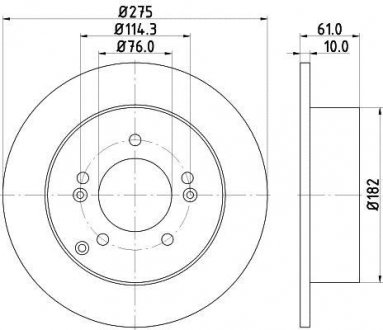 Тормозной диск зад. Kia Carens 06- 1.6-2.0 (PRO) HELLA 8DD355115-991