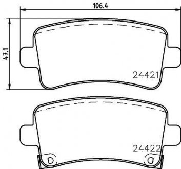 Тормозные колодки задние Opel Insignia 08- (TRW) HELLA 8DB355012-991 (фото 1)