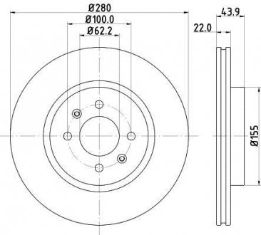 Тормозной диск перед. Rio III 11- 1.1-1.4 (PRO) HELLA 8DD355118-251