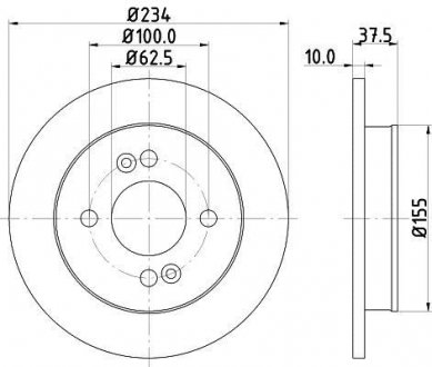 Тормозной диск зад. i10/Picanto 04- 1.0-1.2 HELLA 8DD355112-801 (фото 1)