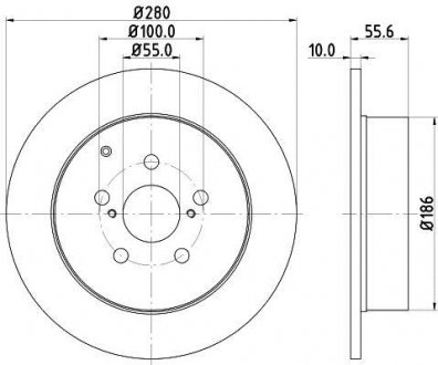 Тормозной диск зад. AVENSIS 03-08 (PRO) HELLA 8DD355111-671 (фото 1)