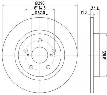 Тормозной диск зад. Avensis 08- 1.6-2.2 HELLA 8DD355116-121 (фото 1)