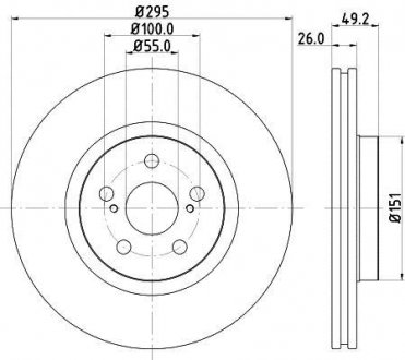 Гальмівний диск перед. Avensis T25 04- HELLA 8DD355111-651