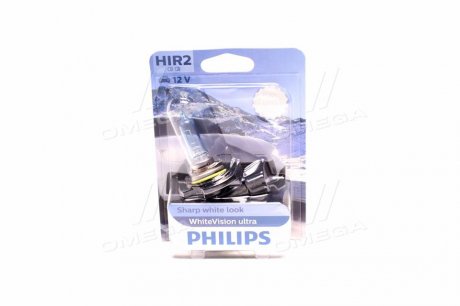 Автолампа WhiteVision Ultra HIR2 PX22d 55 W светло-голубая PHILIPS 9012WVUB1 (фото 1)