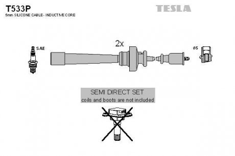 Комплект проводів запалювання TESLA T533P