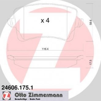 Комплект гальмівних колодок ZIMMERMANN 24606.175.1