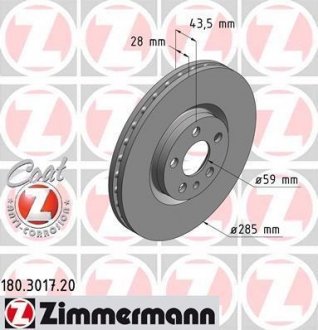 Гальмівний диск ZIMMERMANN 180.3017.20 (фото 1)
