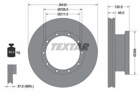 Гальмівний диск TEXTAR 93087900
