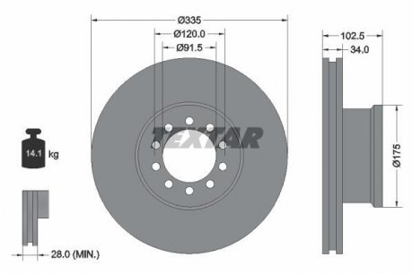 Гальмівний диск TEXTAR 93101300 (фото 1)