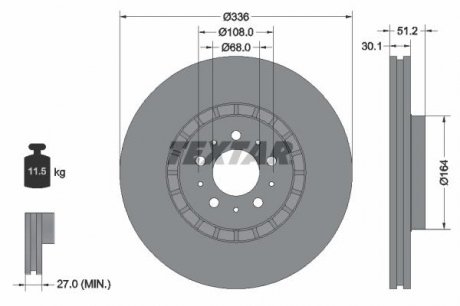 Гальмівний диск TEXTAR 92126705 (фото 1)
