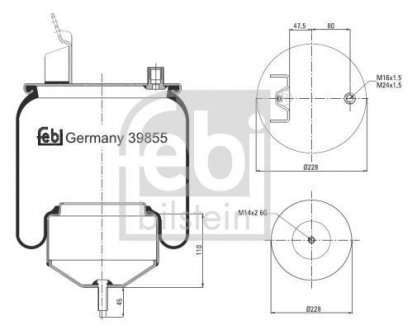 Пневморессора 6606 N P02 (со стаканом) FEBI BILSTEIN 39855