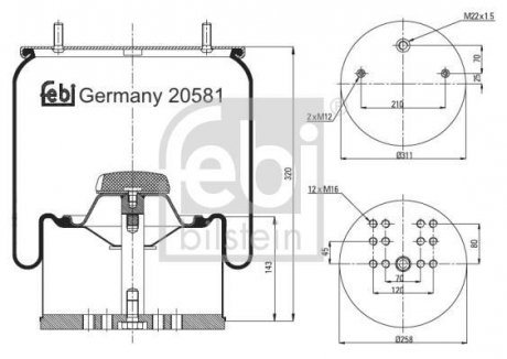 Кожух пневматической рессоры FEBI BILSTEIN 20581