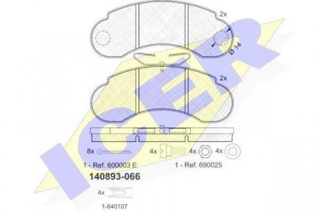 Комплект гальмівних колодок (дискових) ICER 140893