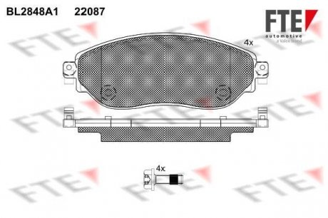 Комплект гальмівних колодок (дискових) FTE BL2848A1