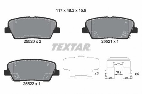Комплект гальмівних колодок TEXTAR 2552001 (фото 1)