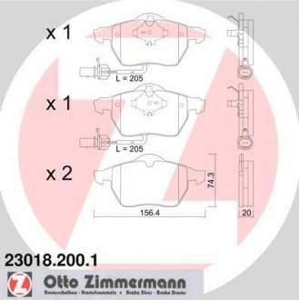 Гальмівні колодки перед. Audi A6 1.8-2.8 97- VW Pa ZIMMERMANN 23018.200.1 (фото 1)