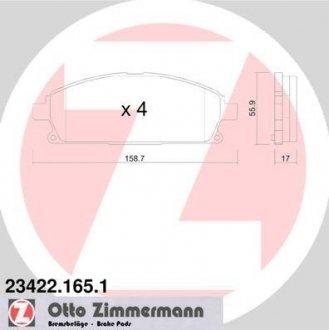 Гальмiвнi колодки дисковi ZIMMERMANN 23422.165.1