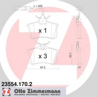 Гальмівні колодки, дискове гальмо (набір) ZIMMERMANN 23554.170.2