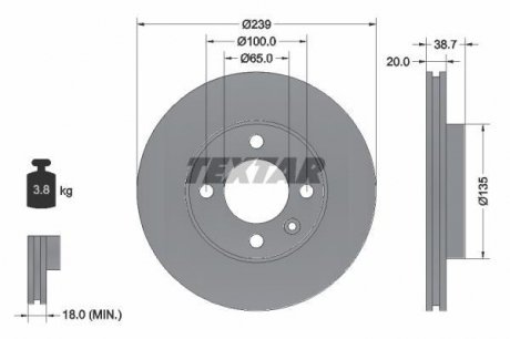 Диск тормозной TEXTAR 92012103 (фото 1)
