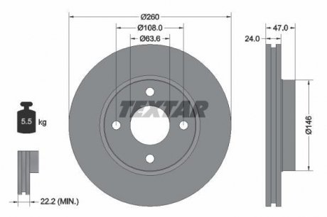 Гальмівний диск TEXTAR 92063503 (фото 1)